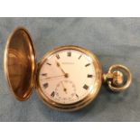 A gold plated hunter pocket watch with Hendersons to dial, having Gordon Highlanders armorial