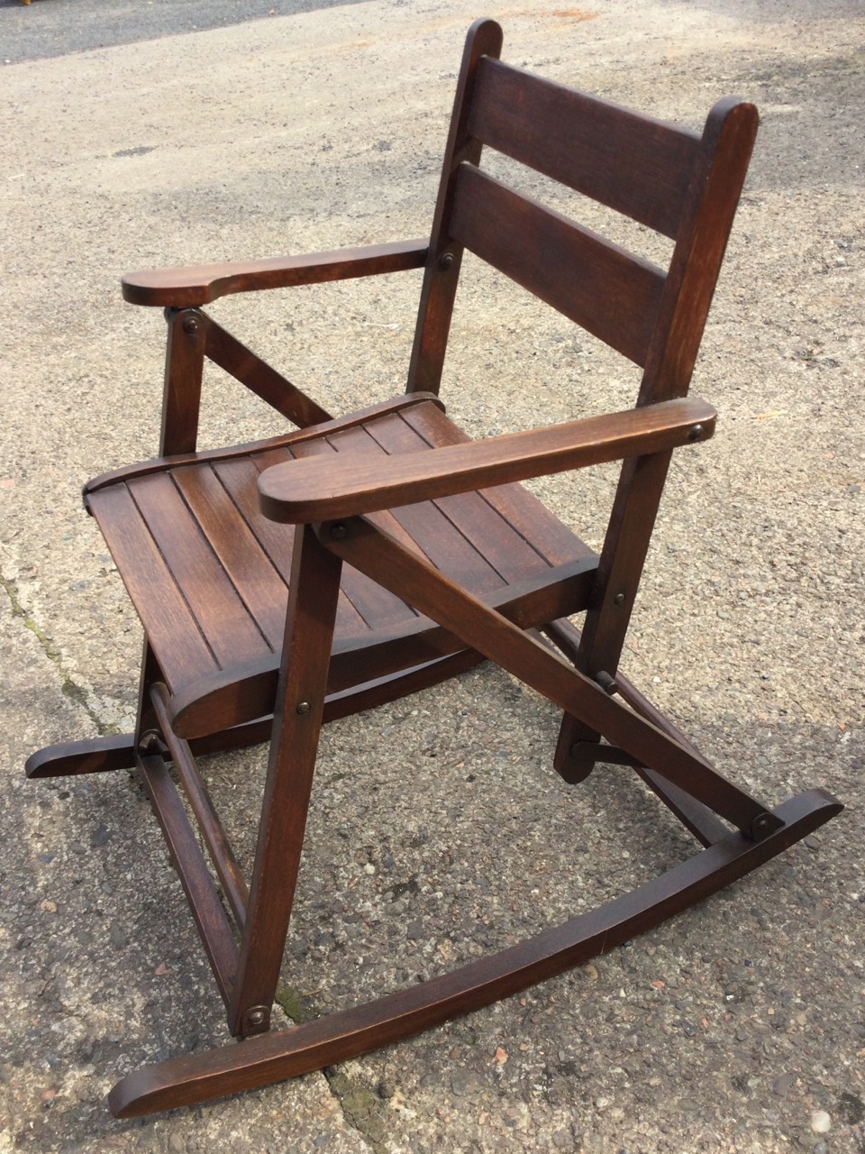 A childs rocking chair with slatted seat - formerly folding; and a Lloyd Loom armchair with - Image 2 of 3