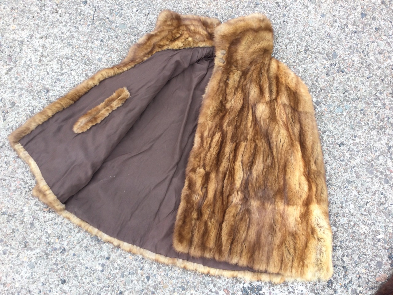A lined ladies mink cape with arm openings; and a ladies lined three quarter length mink coat with - Image 2 of 3