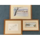 Three framed landscape prints - two signed in pencil by the artists, Inverness Castle, Fraser