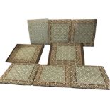 A set of eight woolwork tapestry seats, the wood frames with handsewn needlework covers. (6 @ 13.5in