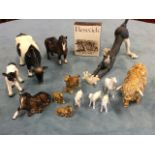 A collection of animals by Beswick, studio pottery, Wade, blanc-de-chine horses, etc. (13)