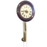 A Victorian postmans alarm clock, the enamelled dial with roman chapters having brass alarm