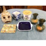 Miscellaneous ceramics - a pair of Wade floral porcelain vases, a large Portmeirion floral jar &