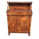 A nineteenth century Gillow style mahogany chiffonier, the top with brass gallery to shelf on
