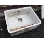A rectangular rounded contemporary belfast sink with integral overflow. (23in x 18.5in x 9in)