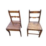 A nineteenth century country birch chair with bar back above a mahogany tapering seat, raised on