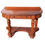 A Victorian mahogany dressing table with shaped upstand to rounded moulded top above a panelled