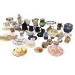 Miscellaneous ceramics including Prinknash tankards, a Maling vase, commemorative mugs, a parianware