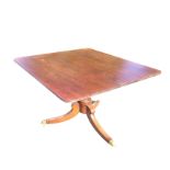 A nineteenth century mahogany breakfast table, the rectangular top with twin moulded edge