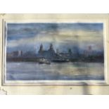Frank Hendry, lithographic coloured Liverpool print titled MerseyDawn, signed, numbered and titled