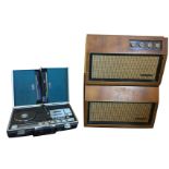 A walnut cased Dynatron Mazurka record player and speaker; and a portable briefcase battery operated