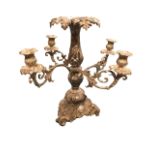 A large nineteenth century silver plated rococo candelabra with acanthus leaf moulded column