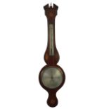 A nineteenth century mahogany cased banjo barometer by Josh Cremon & Co, having broken pediment