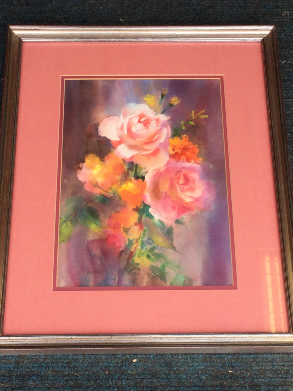 Pencil and watercolour, study of roses, signed indistinctly, mounted & framed. (9.75in x 14in) - Image 3 of 3