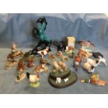 A collection of ceramic & resin animals - Beswick, Border Fine Arts, terracotta, Goebel, Wade,