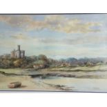 William Fergie, watercolour, landscape view of Warkworth from the braid, signed, mounted &