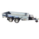 A large 10ft Am-Marc Solidus Faro four wheel trailer, with drop-ends, wheel lock, spare wheel,