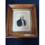 J Wood, Victorian watercolour, waist portrait of a gentleman, signed & dated 1846, mounted and in