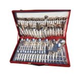 A canteen of Italian silver plated queens pattern cutlery, the handles embossed with shells and