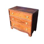 A small Georgian mahogany chest of drawers, the rectangular top framed by boxwood stringing, with