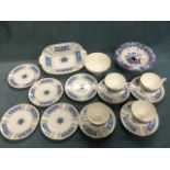 A Masons blue & white soap dish with liner; and a Coalport part teaset decorated in the revelry