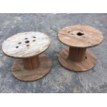 A pair of pine boarded cable drums, as used for garden tables. (35in x 25.75in) (2)