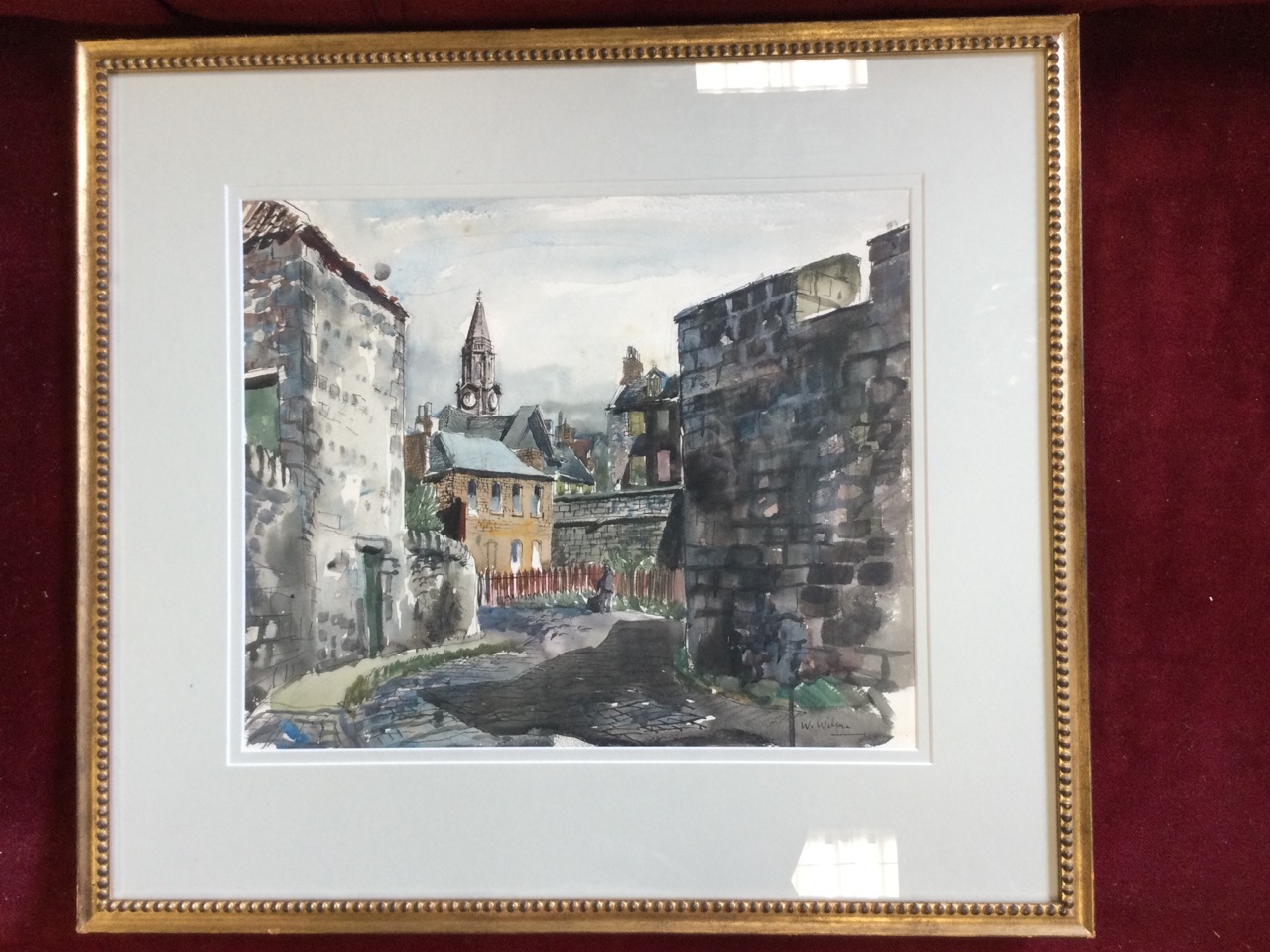 William Wilson, pen, ink & watercolour, study of Berwick buildings from the walls with single - Image 3 of 3