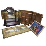 Miscellaneous items - a folding display case, a ribbed wall shelf, a Victorian mahogany dressing