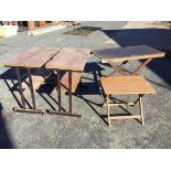 A rectangular folding table with plank top; and another with later formica to top, . (4)