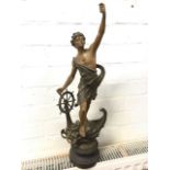 A French spelter figurine titled Le Commerce, the young fella standing proudly on boat by ships