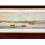 William Fergie, watercolour, panoramic landscape view of Berwick upon Tweed from Spittal, with