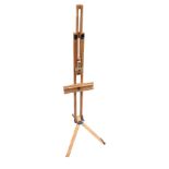 A large telescopic beech artists easel on three folding legs. (80in)