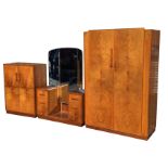 A deco Gomme (G-plan) walnut bedroom suite with two door wardrobe, compactum with two internal