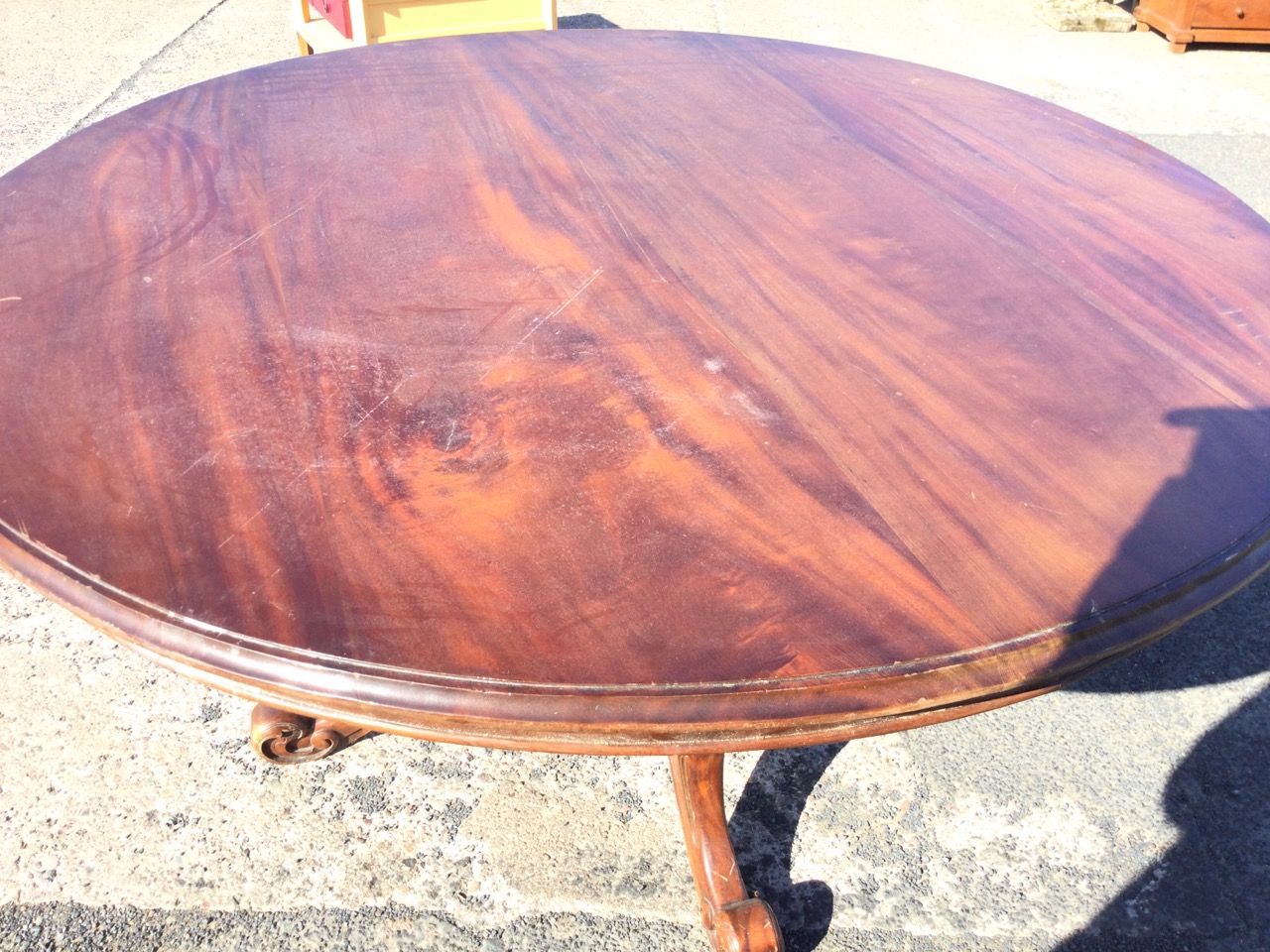 A large circular Victorian mahogany breakfast table, the moulded top supported on bulbous turned - Image 2 of 3