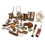 Miscellaneous collectors items including Salters scales, brass door knobs, boxed cutlery, a