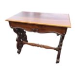 A nineteenth century mahogany occasional table with rectangular moulded top above scroll carved