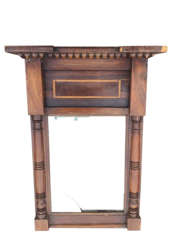 A nineteenth century mahogany pier glass with breakfront cornice above beading, having rosewood