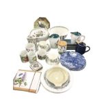 A quantity of Portmeirion Botanic Garden pieces - dinner plates, a storage jar, a large bowl, mugs &