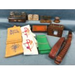 Miscellaneous items - three embroidered ecclesiastical stoles, a Victorian walnut desk tidy with