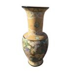 A large Japanese satsuma style vase with egg shaped body and tubular neck with flared rim,