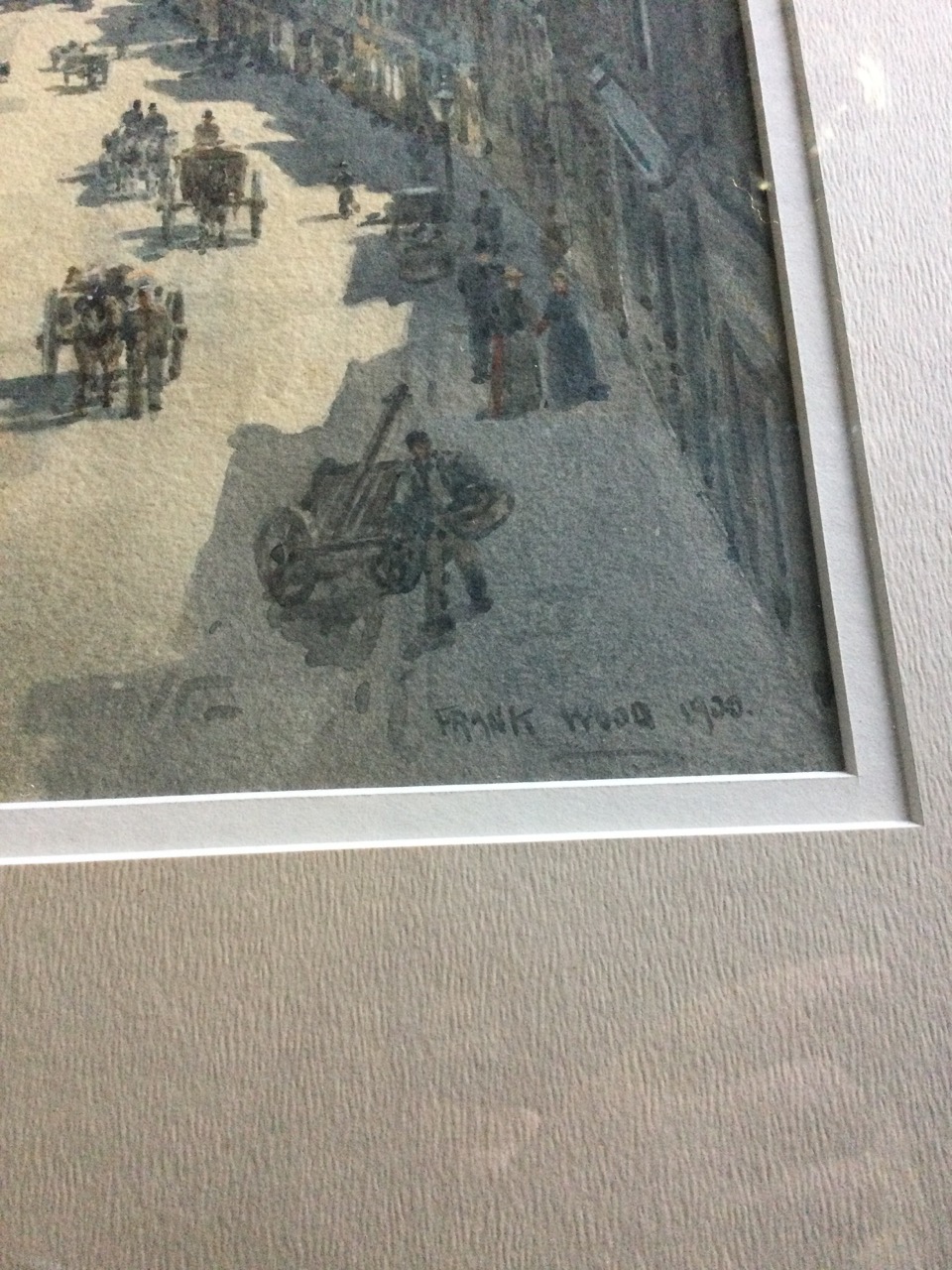 Frank Watson Wood, watercolour, view of Berwick upon Tweed looking down Marygate to the town hall, - Image 2 of 3