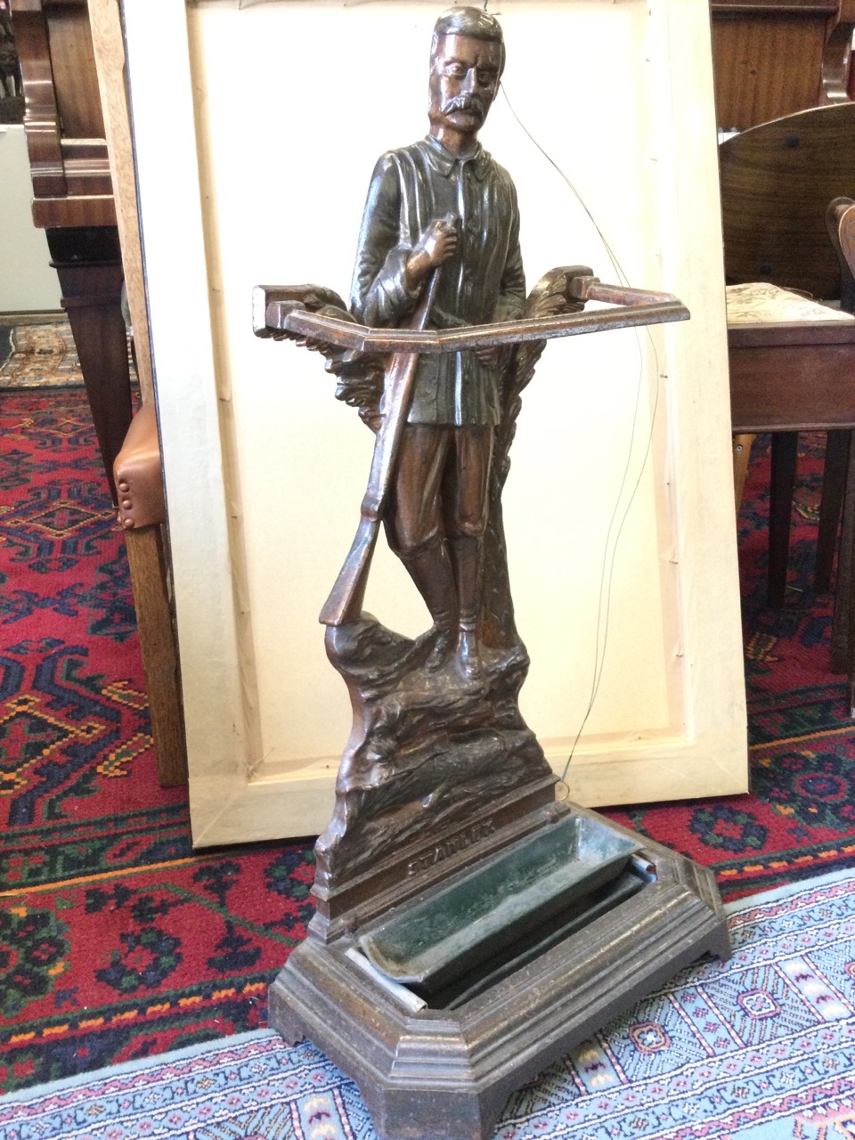 A Victorian cast iron Stanley stickstand, the moustachioed figure of the explorer with gun - Image 3 of 3