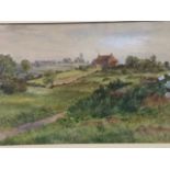H Clark, Victorian watercolour, landscape view of The Beehive Inn Earsden, signed and dated 1877,