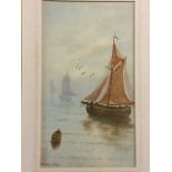 Harold Fife, watercolour, sailing boats with buoy, signed, mounted & framed. (8.5in x 15in)