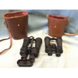 A leather cased set of Barr & Stroud forces binoculars dated 1934 with 7X magnification - serial