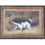 G. Dunn, oil on board a retriever in the field, signed and dated in gilt foliate scrolled frame. (