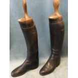 A pair of Maxwell leather hunting boots with wood trees - size 10?