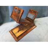 A Victorian walnut tabletop stereoscpoic viewer, the moulded plinth on ratchet stand with brass