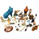 Miscellaneous ceramic birds & animals including Beswick, Wade, resin, Sylvac, a large turquoise